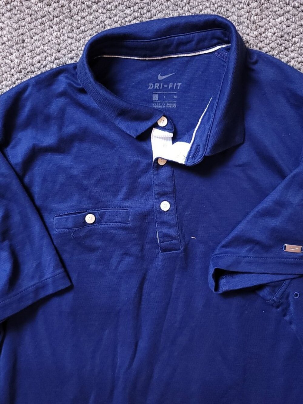 Nike Dri Fit Shirt Mens S Small Golf Polo Performance Blue Short Sleeve Collared